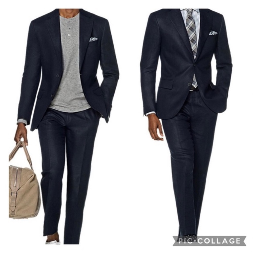 Suitsupply Pure Linen Dark Navy Two-Piece Suit - 44